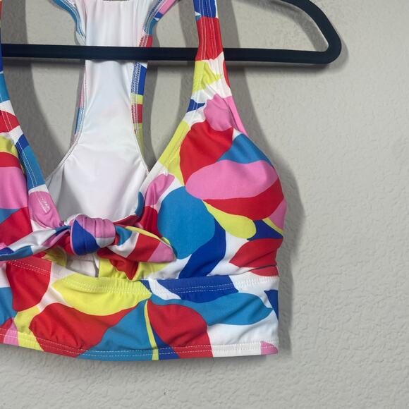 ModCloth Small Annika Crop Bikini Top Swimwear Pink Racerback Tie Front - Picture 6 of 10